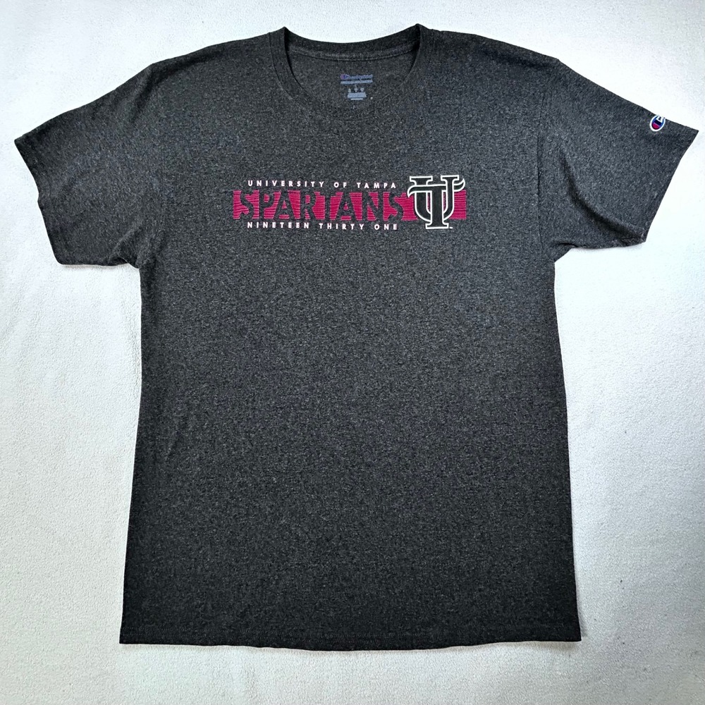 UNIVERSITY of TAMPA SPARTANS T-Shirt Mens Large Gray Graphic Tee Champion Brand